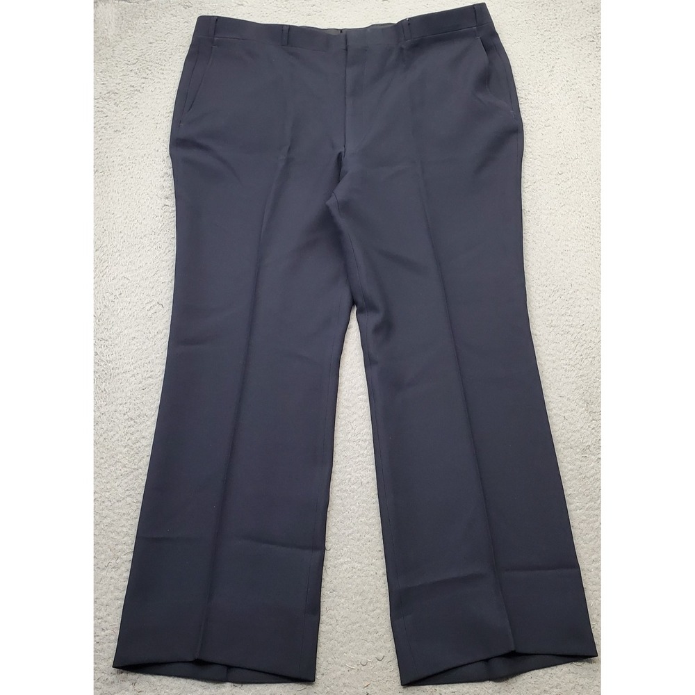 Oakton Dress Pants‎ Mens 42R Navy Perma Prest Classic Stretch Flat Front Formal